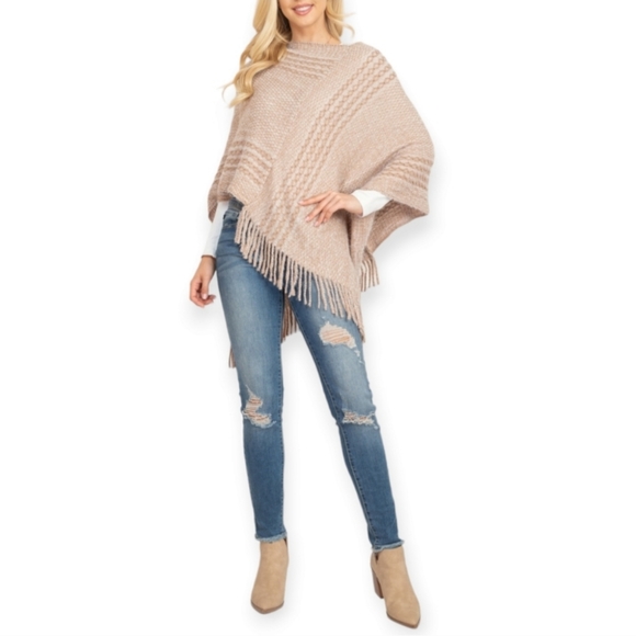 Poncho Sweater With Fringe - Picture 6 of 11